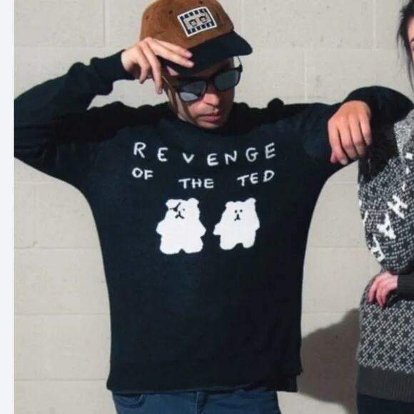 Teddy Fresh Revenge Of The Ted Black Sweater Men Size Medium - Picture 2 of 12